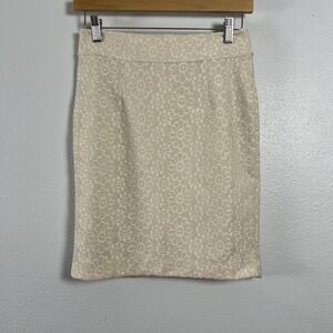 Banana Republic Womens Beige Lace Overlay Pencil Skirt Career Business OP Petite